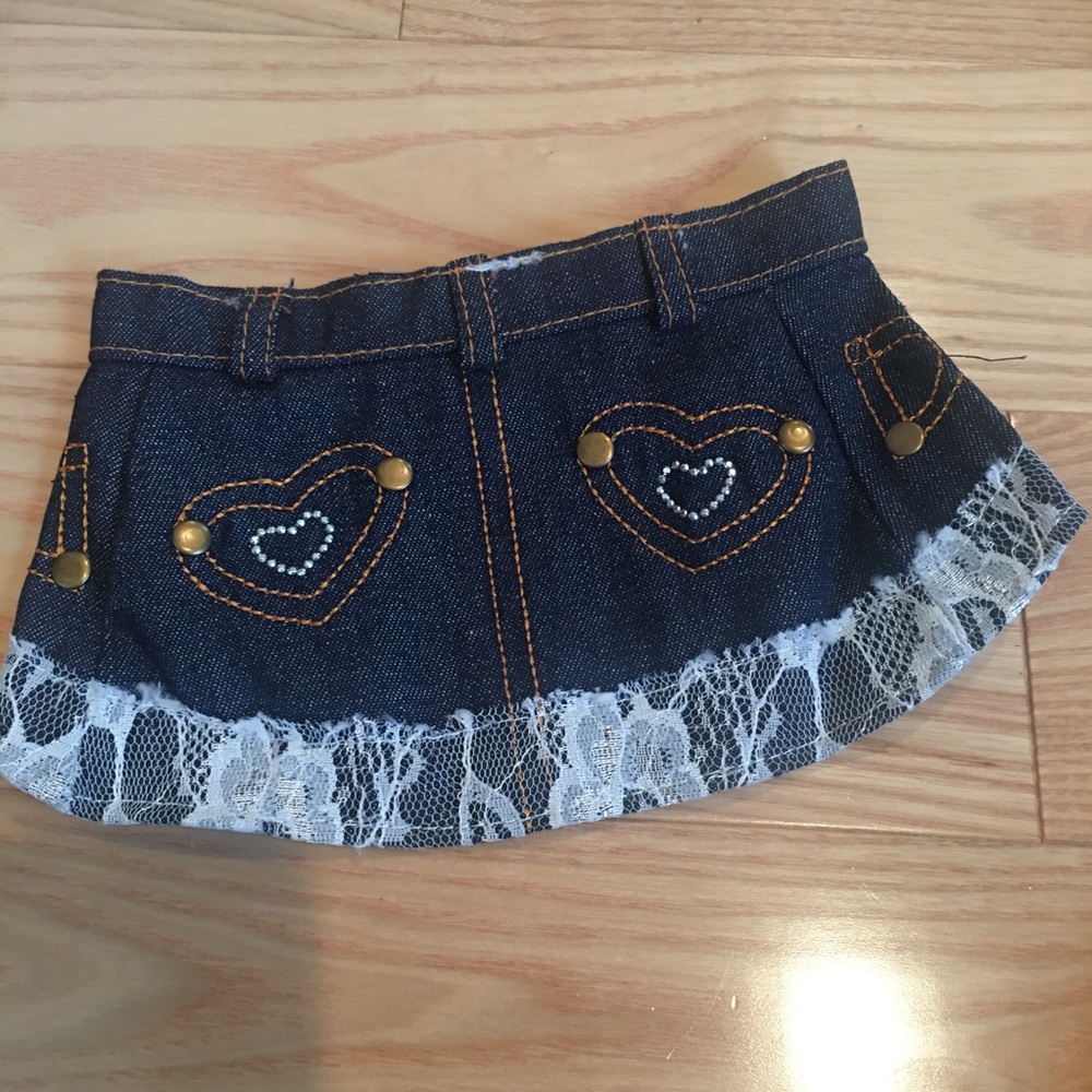 Dog denim skirt with lace